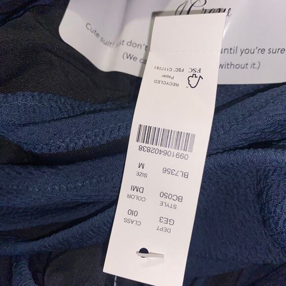 NWT J. Crew Blue Textured Cheeky Bikini Swim Bathing Suit Bottom Women's Medium - Picture 6 of 8